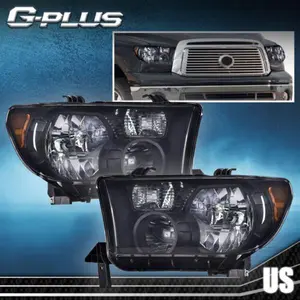 Fit For 07-13 Toyota Tundra/08-17 Sequoia Smoke Lens Black Headlights