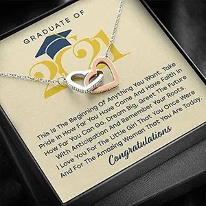 Graduation Necklace, Interlocking Hearts Necklace Message Card, Graduation for Daughter, College Graduation for Her, High School, Senior Graduation, Gift For Her, Sister, Niece, Best Friend