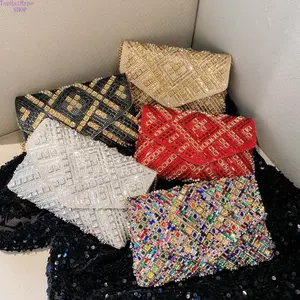 2026 New Trendy Rhinestone Envelope Clutch Bag for Women, Full Crystal Chain Shoulder Purse, Sparkly Diamond-encrusted Evening Handbag, Stylish Hard Shell Crossbody Bag for Wedding,