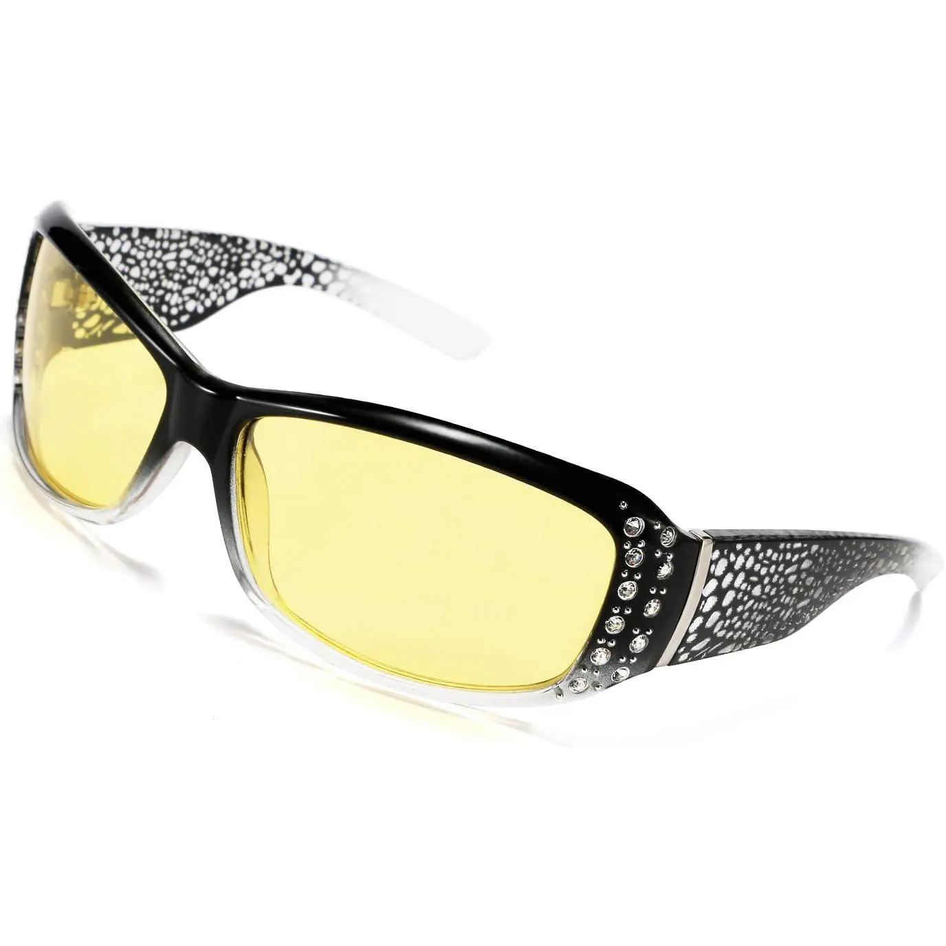 EyeconicFinds Women Yellow Sunglasses Wrap Around Anti Glare Driving Night Glasses B2547
