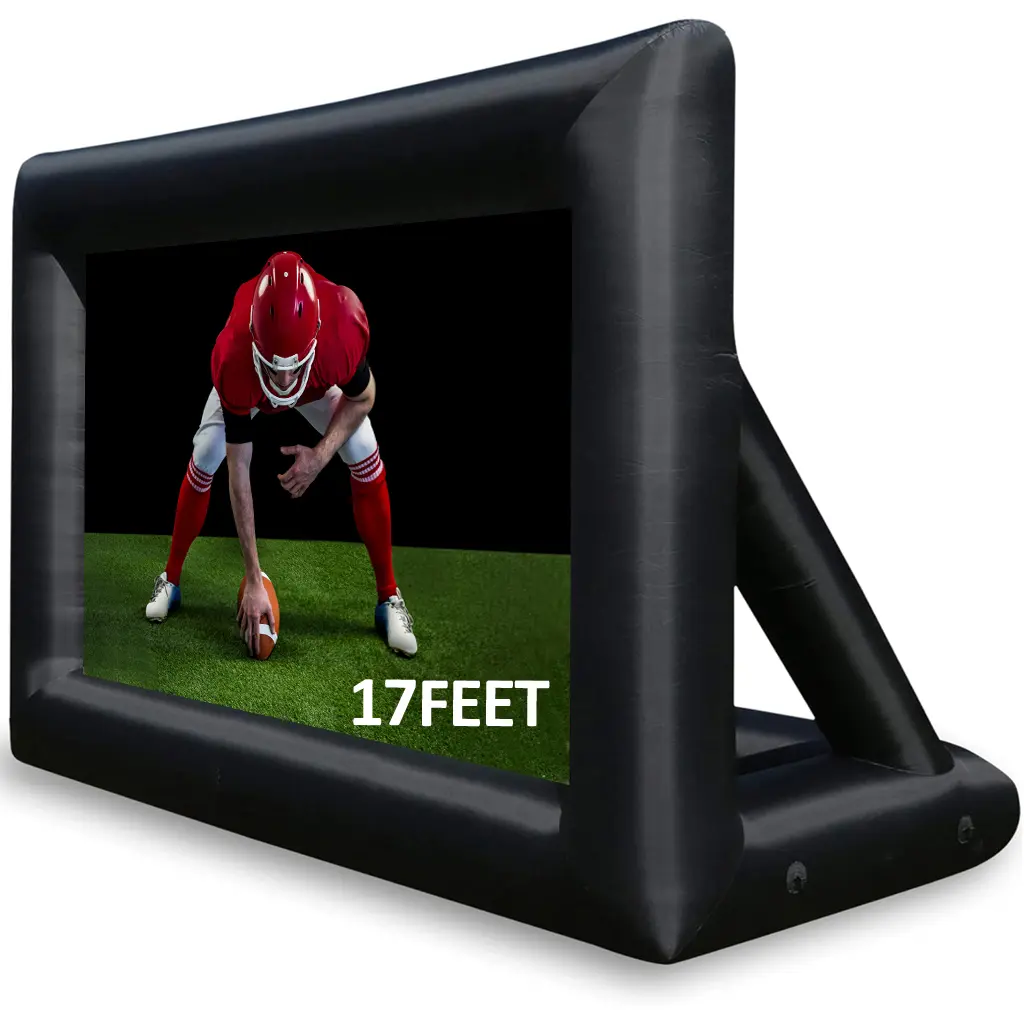 17 Feet Inflatable Movie Projector Screen, Indoor and Outdoor Projector Screen with Carry Bag for Front and Rear Projection with Air Blower Storage Bag, Easy Set Up Blow Up Screen for Backyard Movie Night, Theme Parties, Celebrations