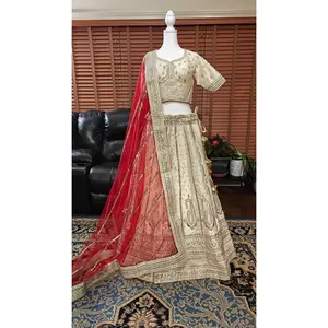 Shabhayachi Designer Lehenga - Traditional Women's Dress with Red dupatta, Elegant Style, Suitable for Various Occasions