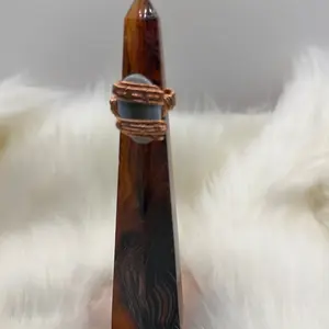 Blue Opal Copper Ring - Handcrafted Statement Ring for Daily Wear, Unique Gemstone Jewelry