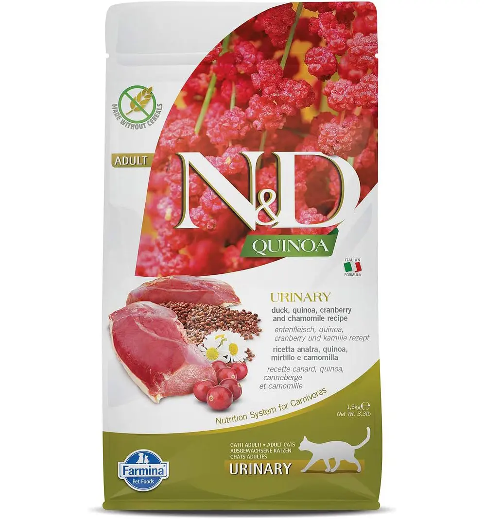 Farmina N&D, Quinoa Urinary Duck Formula Adult Dry Cat Food, 3.3lb