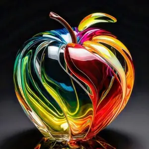 5D DIY Full Drill Round Diamond Painting - Diamond Art Painting Kit Colorful Glass Apple Mosaic, Canvas - DIY Decorative Painting, Home Wall Decor, Handmade Gifts, Perfect for Halloween, Christmas, Independence Day, Birthday, and Anniversary Gifts