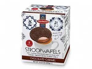 Daelmans Chocolate Caramel Stroopwafels - Chocolate Stroopwafel Caramel, Stroop Waffles, Stroopwaffle, Dutch Chocolate Waffle Cookies, Made in Holland - 10.23 oz (8 Waffles)