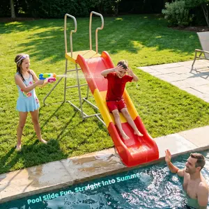 Mersco Kids Plastic Slide with Ladder - Freestanding Indoor-Outdoor Playground Playset, Trampoline & Swing Combos, Outdoor Kids Stuff, Birthday/Children's Day Gifts for Boys & Girls, Kids Outdoor Play, Outdoor Play Sets
