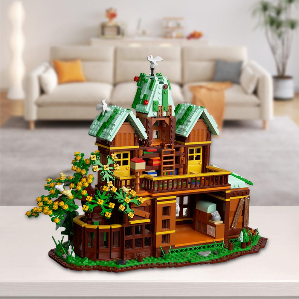 Time House 1652pcs with LED mini set, city street view greenhouse building block toy, can be used as a decoration, can be given as a gift to friends