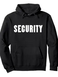 Men's Heavyweight 260gsm Cotton Security Guard Hooded Sweatshirt - Long Sleeve Work Uniform with Front Pocket & Bold SECURITY Back Print, Adjustable Hood & -Pilling Fabric for Security Staff, Winter Warmth (Machine Washable) - Ideal for Security