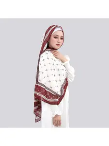 Fashionable new chiffon headscarf Hijab long scarf print Dubai Middle East women versatile gentle elegant style headscarf long scarf