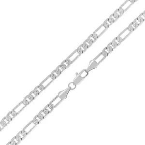 5MM Concave Textured Figaro Chain Silver PLATED 925 Stamped