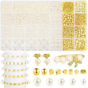 2400PCS Pearl Beads For Jewelry Making 48 Colorful 6mm Round Pearl Beads For Bracelets Making Kit Small Pearl Filler Beads For DIY Craft Necklace Earrings
