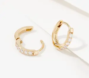 Diamonique x Courtney Khondabi 11mm Huggie Hoops, Sterling