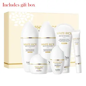 Rice Skincare 6-Piece Set, Niacinamide, Hyaluronic Acid, Cleanser, Toner, Cream, Eye Serum, Moisturizing, Suitable for All Skin Types, Gift