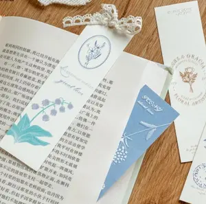 Set of 20 Embossed Lily Bookmarks, Pastel Blue Flower Page Markers, Floral Stationery Pack, Aesthetic Bookish Gifts, Elegant Paper Clip Markers