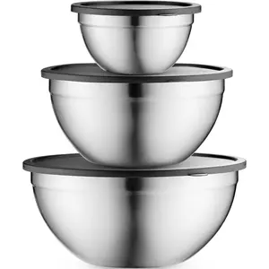 Lid Stirring Bowl Set, Stainless Steel Stirring Bowl with Sealing Lid, Nestable Stirring Bowl Set, Space-Saving Storage, Perfect for Cooking, Baking, Preparation, and Food Storage