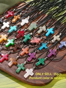 15 Piece Set Crystal Pendant Necklace with Chain, Shiny Durable Jewelry Making Kit, DIY Accessories, Adjustable Charms Necklace for All Seasons