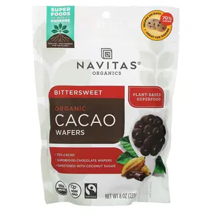 Navitas Organics Organic Cacao Wafers, Bittersweet, 8 oz (227 g)