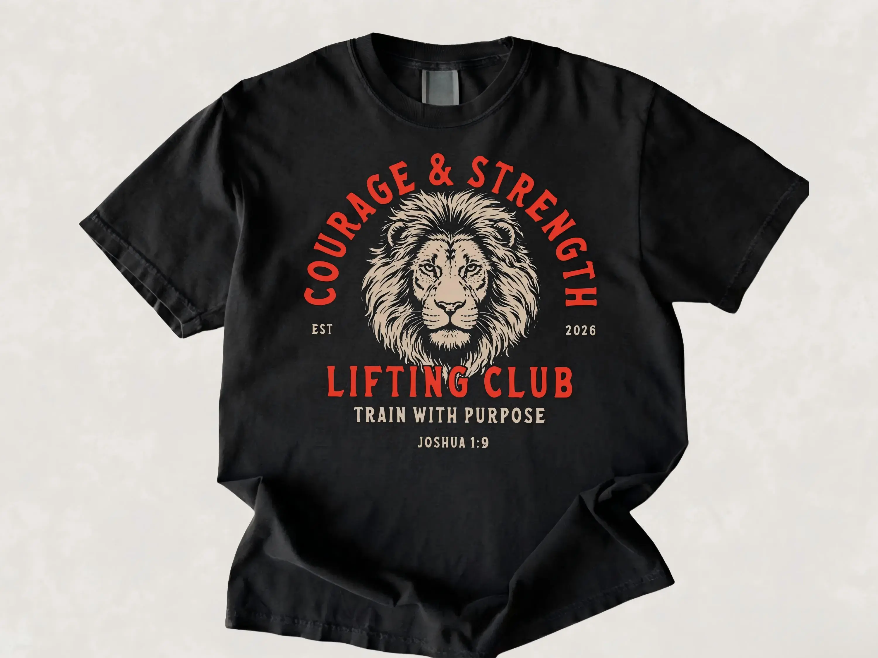 Christian Gym Shirt, Lift Heavy Pray Hard, Joshua 19 Lion of Judah Weight Lifting Shirt, Motivational Fitness Tee, Workout Faith Shirt