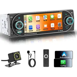 Single DIN Radio  Stereo   ,Dual Knobs &  Touchscreen Radio for ,  6.0  Play , 60W x 4 Output, AM/FM Radio,USB,SWC, Backup Camera (Black)
