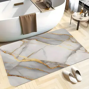 Luxury Gold Marble Bathroom Mats, Elegant Bathroom Carpets, High-end Design Bathroom Highly Absorbent Floor Mats, Anti-slip Quick-drying Soft Carpets, Suitable for Multi-scenario Shower,Bathtub , Outdoor Door Mats, Gifts for Family and Friends