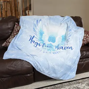 Hugs from Heaven Velvet Luxury throw Blankets 50x60 Soft Sentiments Blue