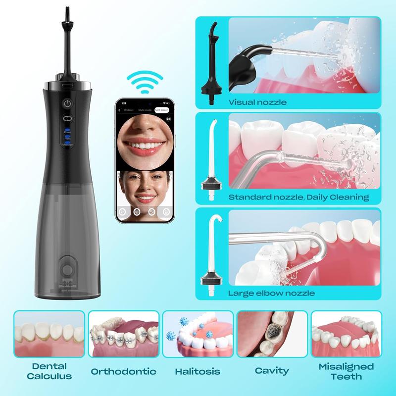 Grift Oral Irrigator Visual Water Flosser C2 with 10 MP Camera, IPX7 Water Tank, 2 Modes, 12 Gears, 350ML Portable Water Tank, Ideal for Gifts - White