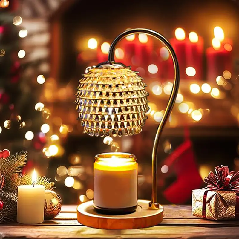 Product Introduction of Candle Heat Lamp with Timer, Wax Melt Heater Electric Candle Heat Lamp, Home Decor Cozy Home Warming Gift, Gold 8