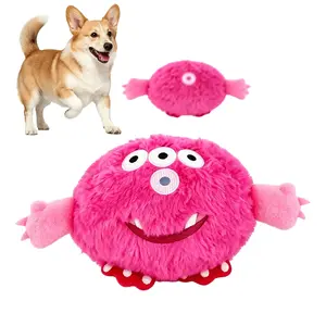 Interactive Training Ball for Small-Medium Dogs - USB-Rechargeable, Bouncing, Singing, Voice-Repeating Plush Dog Toy with Washable Cover (Orange)