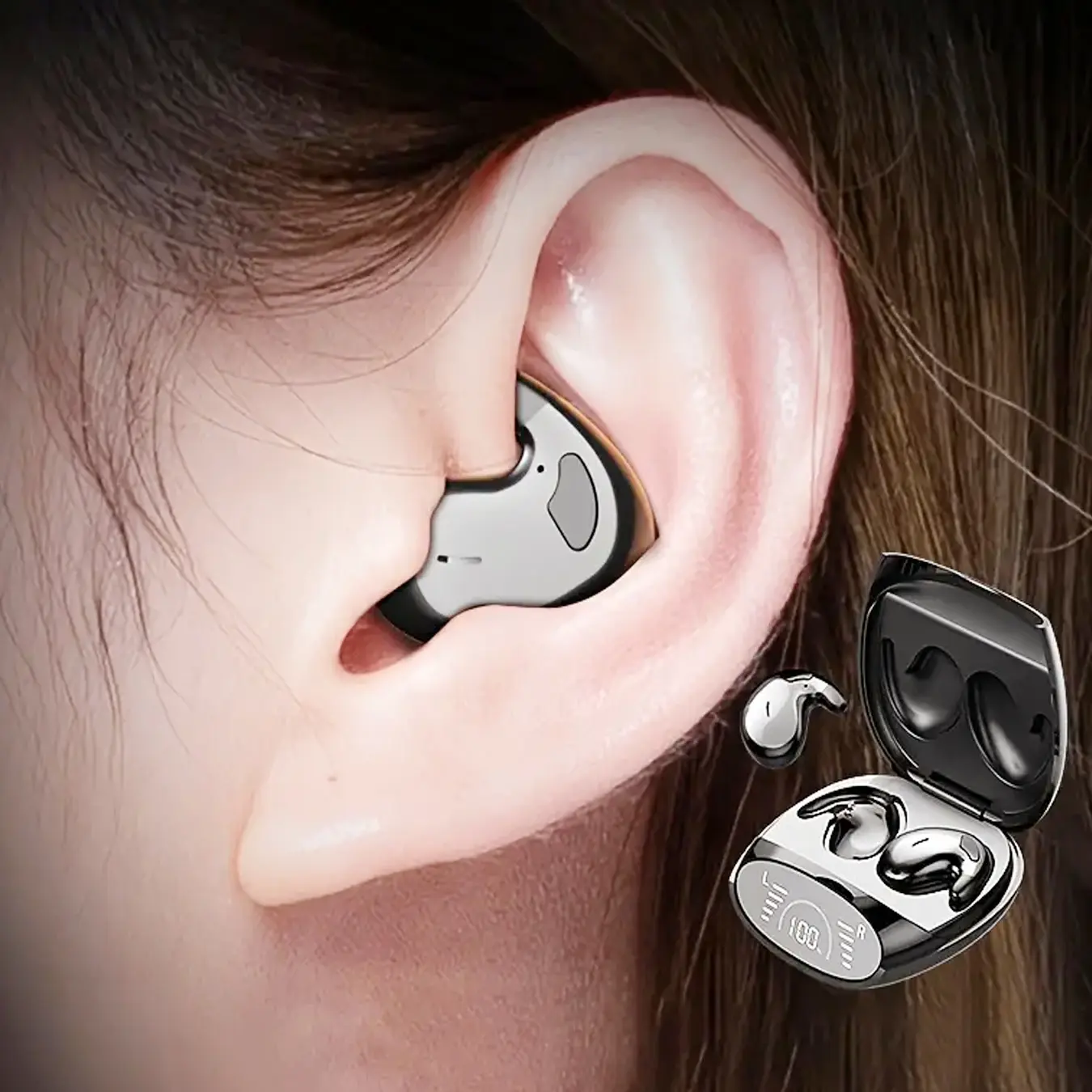 Wireless Earphone, Open-ear Design Earbuds with Charging Case, Chargeable Bluetooth-compatible Earbuds for Android & iOS, Sleep Earbuds, Gaming Earbuds, Electronic Earphones