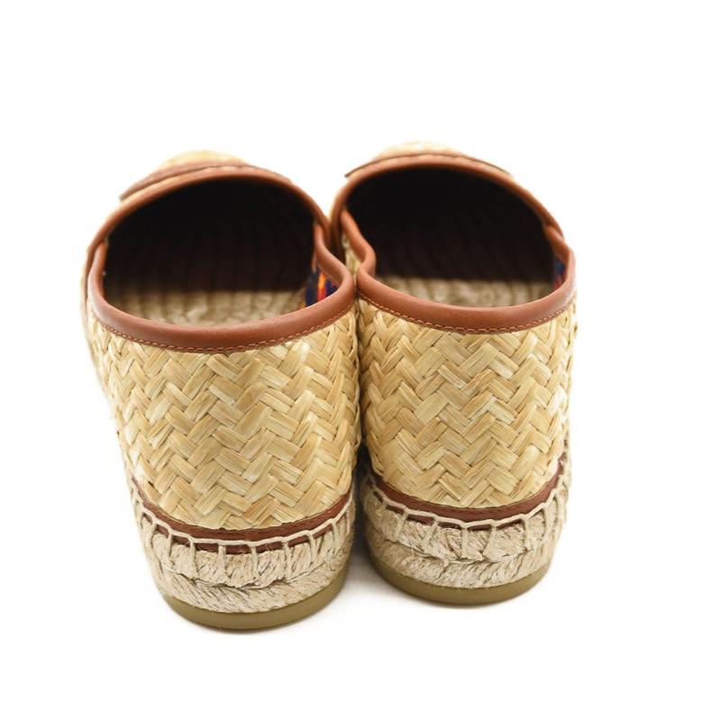 Pre-owned GUCCI Adela GG Raffia Espadrilles US 6.5