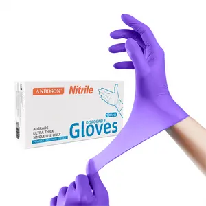 ANBOSON Disposable Nitrile Gloves Purple Latex Free Powder Free Food Safe for Cooking Cleaning 3mm 100 Count