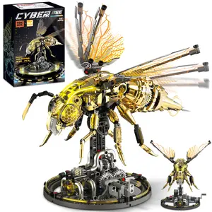 DIY Bumblebee Robot Building Kit 800+Pcs with Poseable Joints Buildable Bumblebee Robot for Display Perfect Gift for Creative Enthusiasts(Building block style, requires assembly)