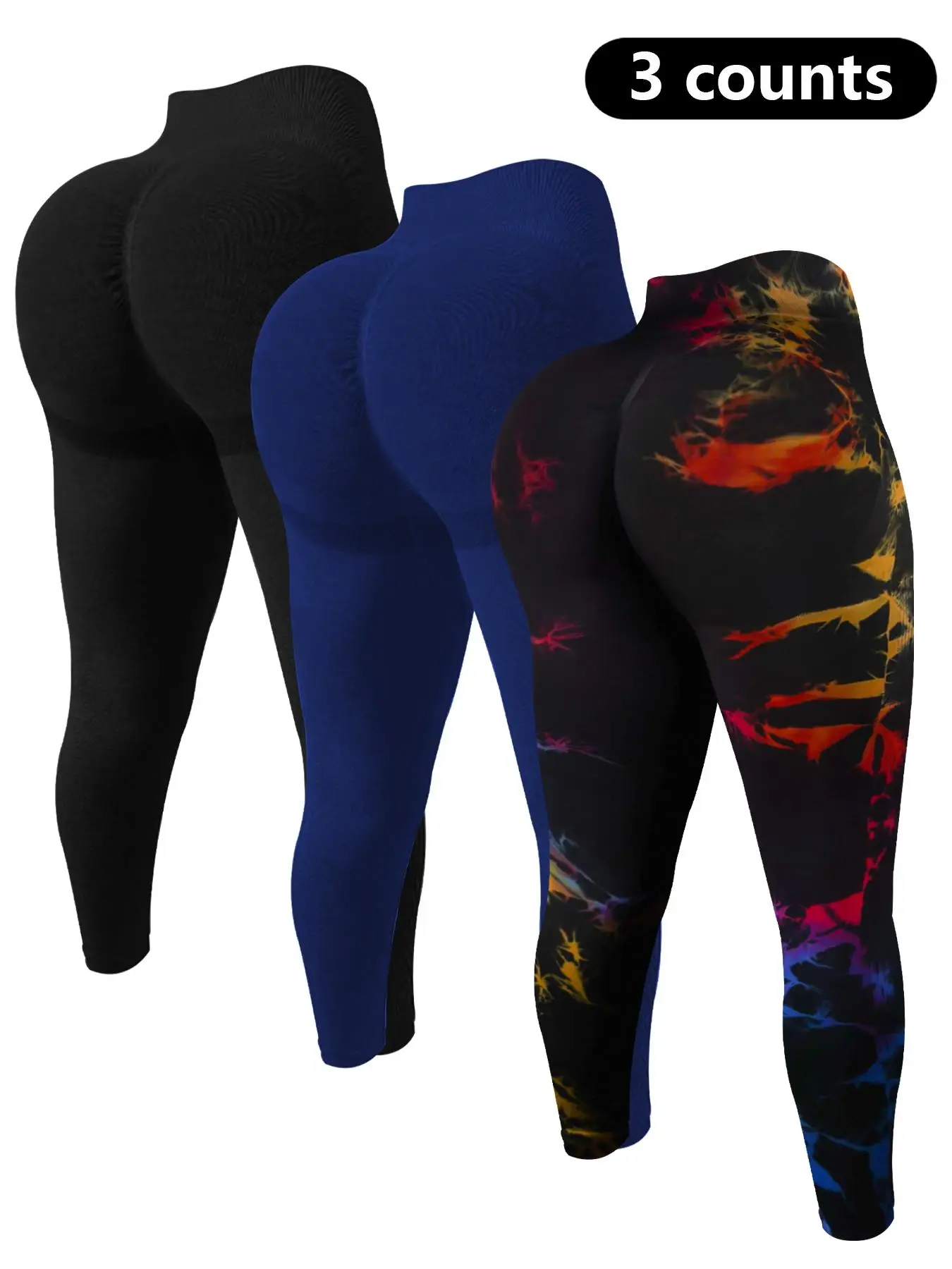 【Plus Size】 Plain/Tie Dye Print High Waist Sports Leggings, Sporty Comfy Breathable Skinny Pants for Yoga Gym Workout, Women's Sport & Outdoor Clothin