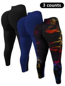【plus size】 plain/tie dye print high waist sports leggings, sporty comfy breathable skinny pants for yoga gym workout, women's sport & outdoor clothing for all seasons, tight fitness pants