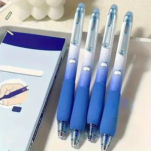 4-pack 0.5mm fine tip gel pens with ergonomic grip - smooth writing crystal blue and black ink, durable office supplies, writing stationery for students, professionals and journal art (ages 14+) Gel Pen Set