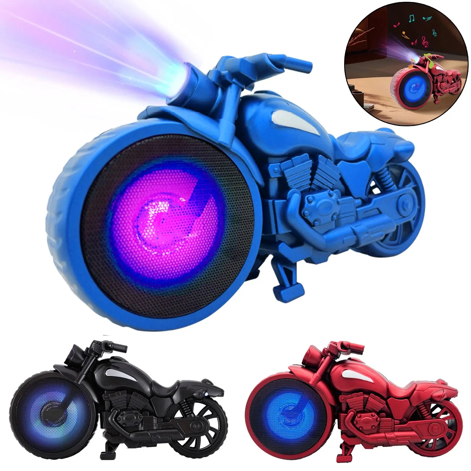 Dazone Vintage Bike Bluetooth Speaker - Retro Style, LED Party Lights, FM Radio, USB, TF, AUX, TWS Stereo Connection, High Quality Audio Speaker, Audio Device