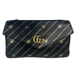 Pre-owned GUCCI Leather Clutches & Wristlets GG Logo Thiara Double Tiger Head Clasp Clutch