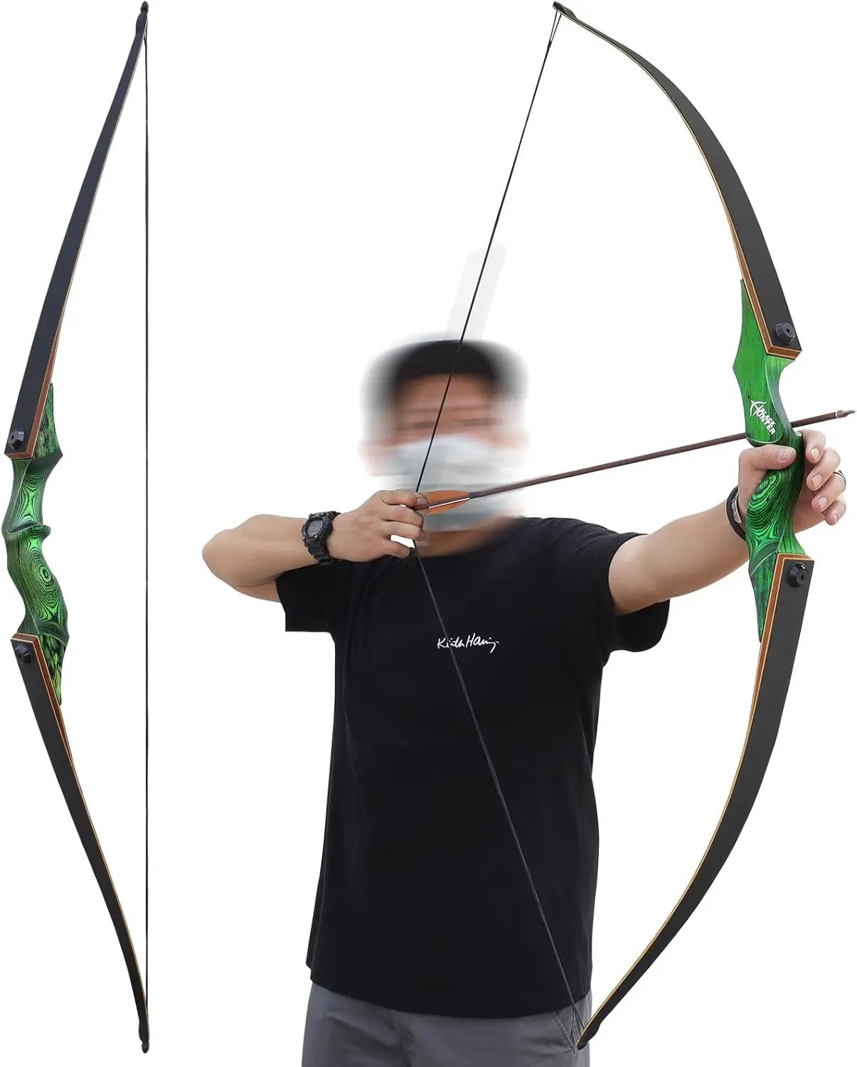 60" Takedown Long Bows for Hunting Adult Solid Wood Bow Risers Laminated Bow Limbs Long Bows for Archery 20-60lbs Hunting Bows for Men Women and Beginner Long Bow Set for Adults Right Hand