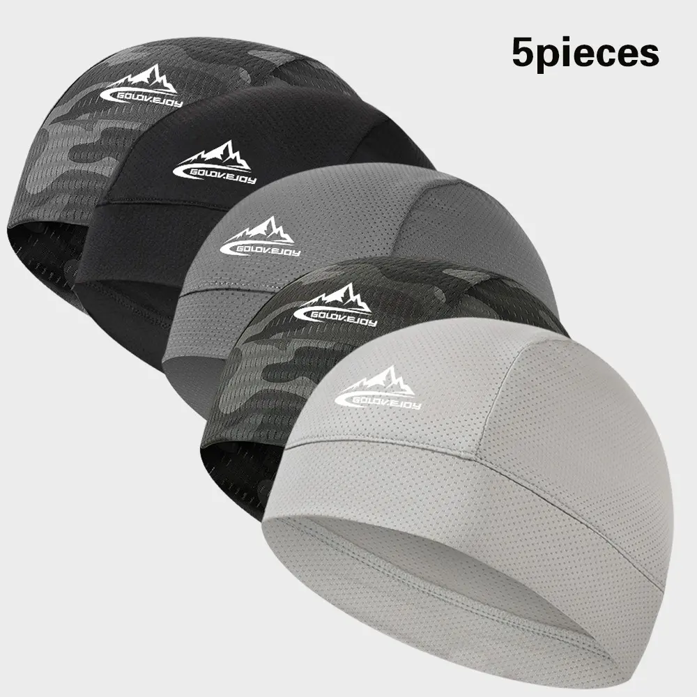 5pcs Breathable Cycling Skull Cap UPF50+ Quick Dry Ice Silk Helmet Liner Hat for Men Women Running Biking Hiking Outdoor Sun Protection Sweatproof Stretch Lightweight Summer Cap Mesh Cap