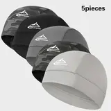 5pcs Breathable Mesh Cycling Skull Cap UPF50+ Quick Dry Helmet Liner Hat Athletic Headwear for Men Women Running Biking Hiking Outdoor Sun Protection Sweatproof Stretch Lightweight Summer Cap