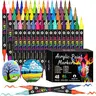 Dual Tip Acrylic Paint Markers Set (24/72/96 Colors) - Acrylic Paint Pens with Double & Brush Tips, Durable Office Stationery for Rock & Wood Art, Back-to-School Gifts for Beginners