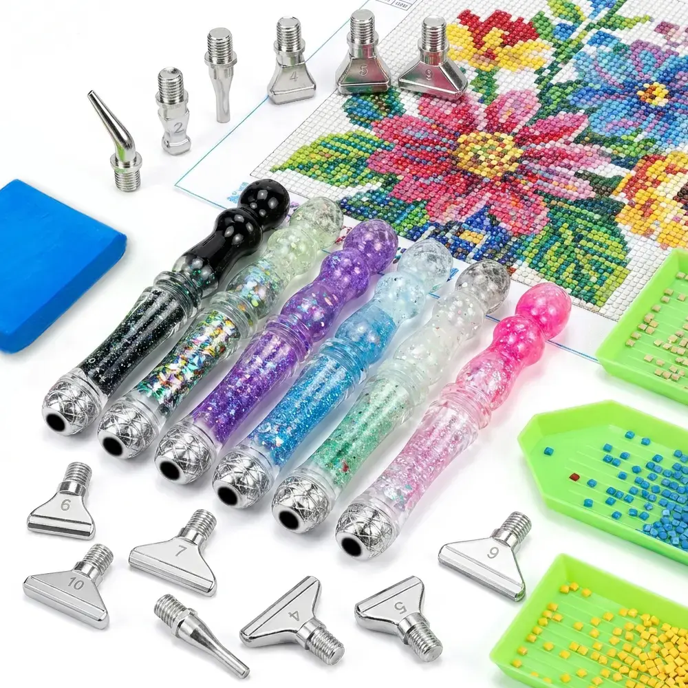 Mesmerizing Liquid Sand Diamond Painting Pen – Glitter Resin Craft Tool with Dual Interchangeable Tips. Ergonomic Design for Fatigue-Free Blinging, Ideal Christmas/Birthday Gift Set for Artsy Friends!