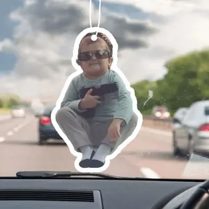 2D Cool Baby Car Hanging Decorations, Car Ornament, Mini Gun Style Rearview Mirror Interior Accessories, 1/5/10 Pieces, Fragrance Pendant