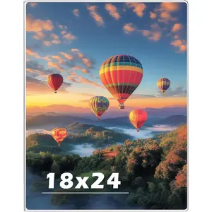 18x 24 inch Acrylic Picture Frame, Horizontal/Vertical Clear Photo Frame for Wall with Tape, No Drilling Floating Hanging Frameless Picture Frame, Wall Mou