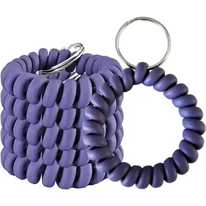 Plastic Wrist Key Coil Spring Key Chain Stretchable Spiral Key rings Wrist Key Holders
