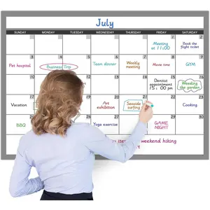 Large Dry Erase Calendar for Wall, Undated 1 Month Wall Calendar, 40" x 28" Erasable &  Laminated Calendar, 10 Round Stickers,  Layout Wall Calendar Monthly for  Office School