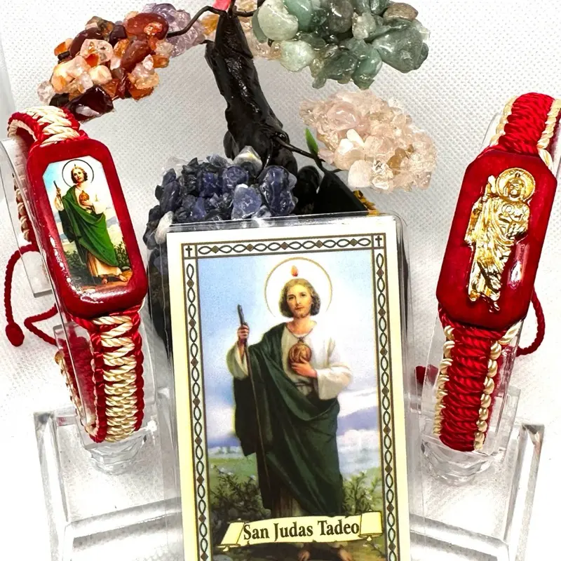San Judas Tadeo Double-Twisted Band Pulsera de Tejido Doble - Religious Gift for Men