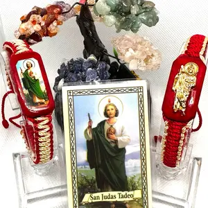 San Judas Tadeo Double-Twisted Band Pulsera de Tejido Doble - Religious Gift for Men