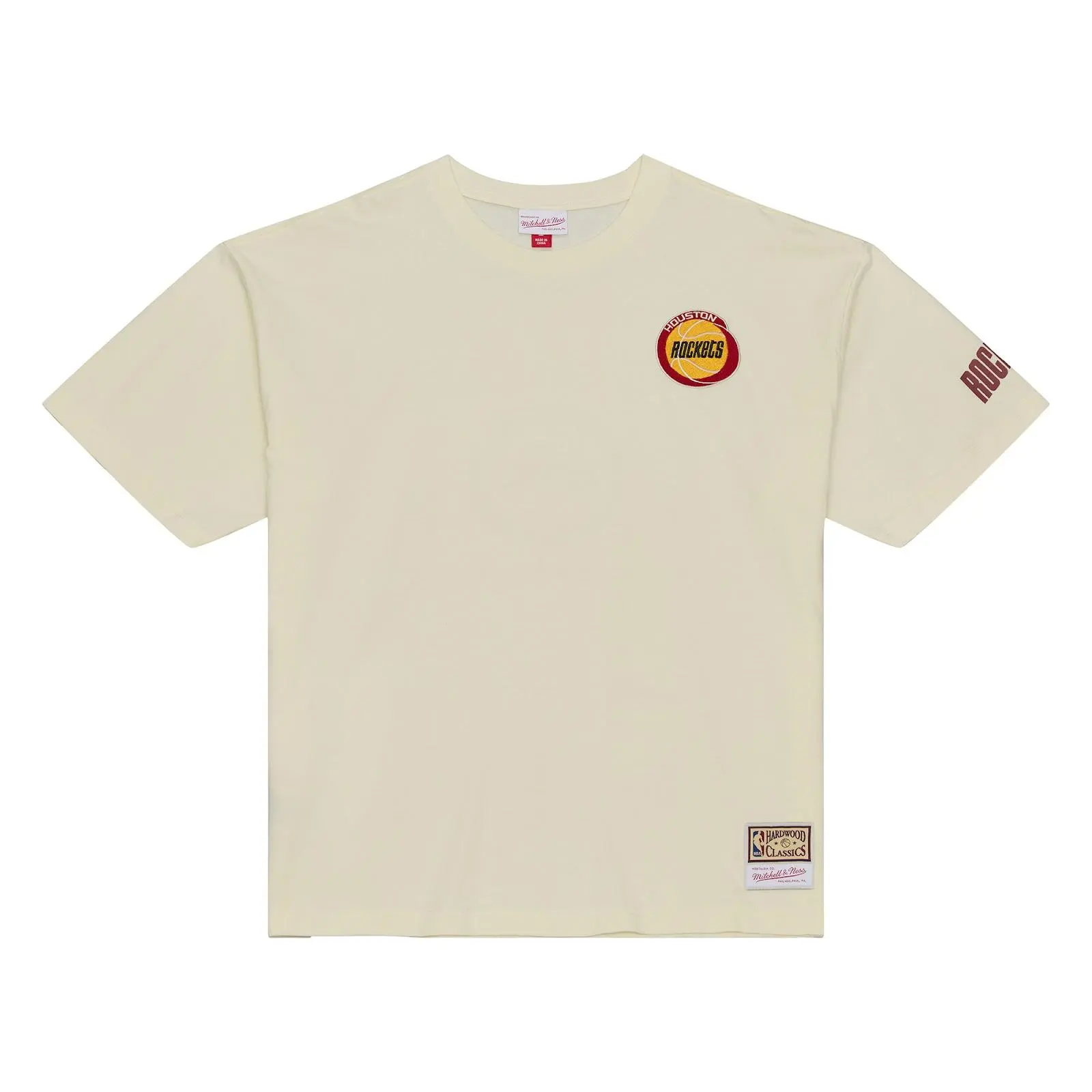 Houston Rockets Cream Heritage Hues Oversized T-Shirt NBA Throwback Tee Graphic Vintage Fan Gear Mitchell & Ness